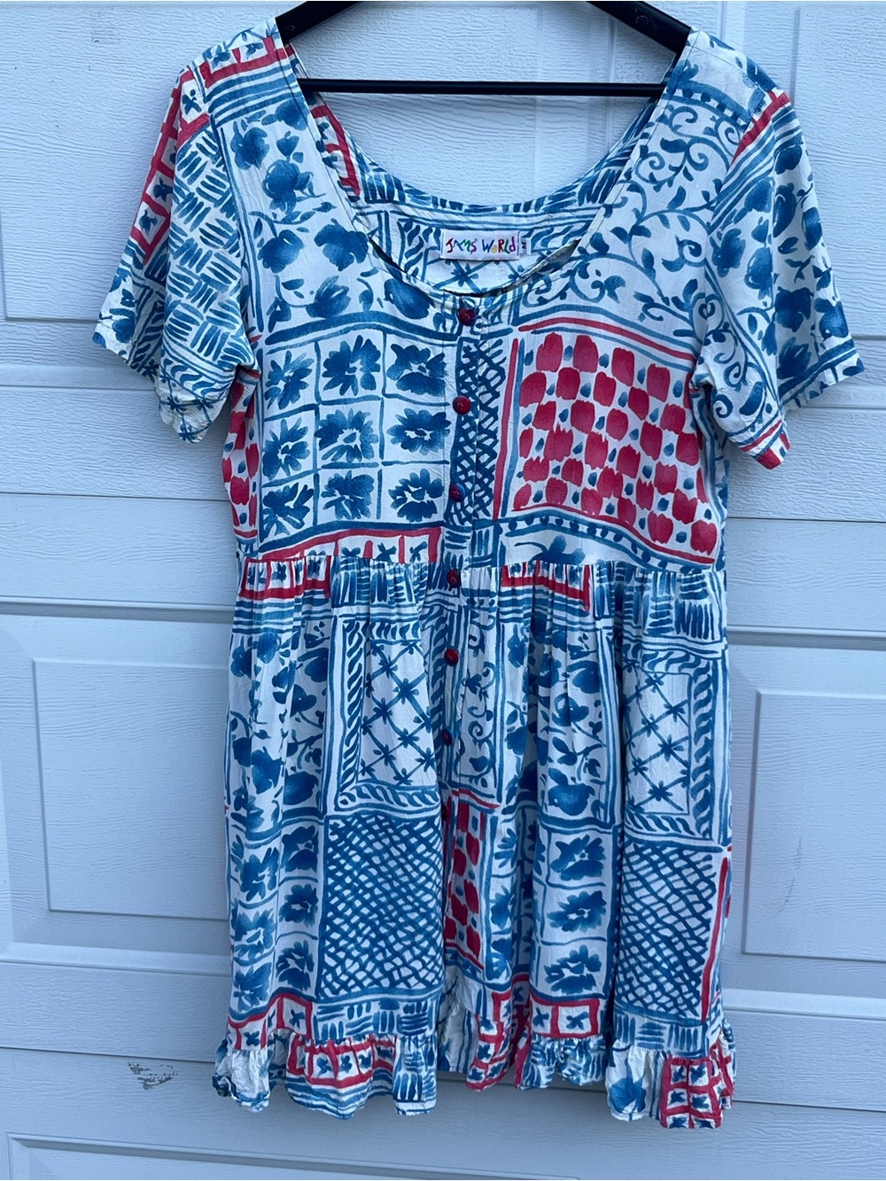 VTG Jams World short sleeves multi-color ruffle dress size M